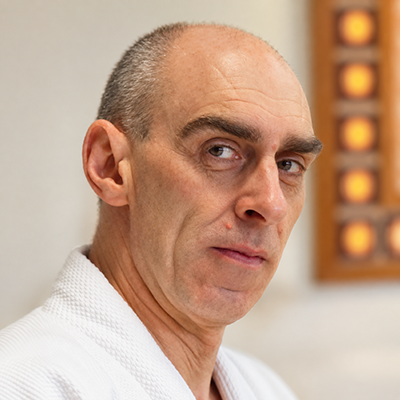 Aikido instructor Mark teaching martial arts at Mirfield Martial Arts Club in West Yorkshire